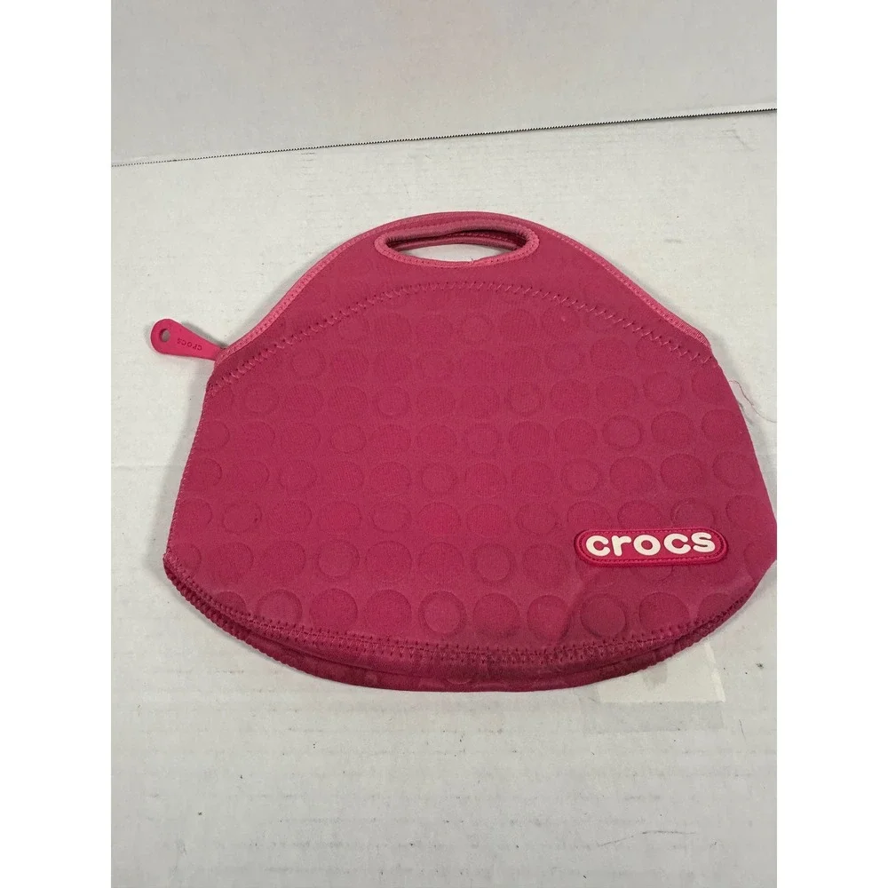 PINK Crocs Raspberry Pink Lunch Bag Insulated Neoprene Zipper Closure Handle